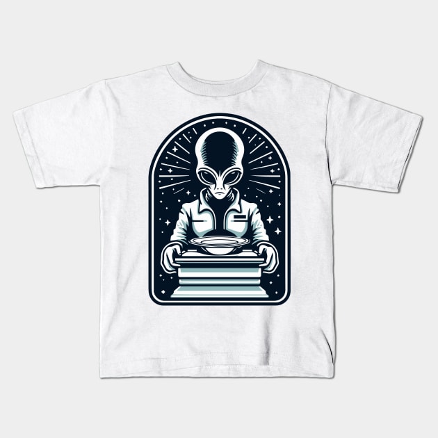 Alien To Serve Man Kids T-Shirt by ArtFactoryAI